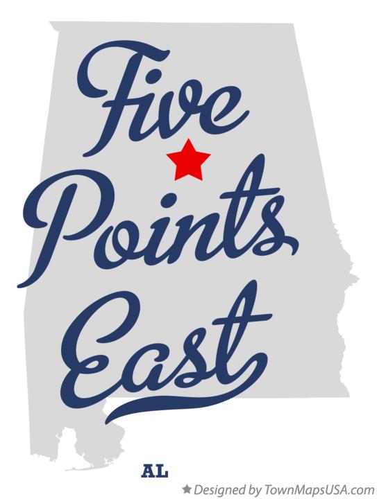 Map of Five Points East, AL, Alabama