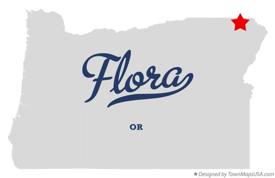 Map of Flora, OR, Oregon