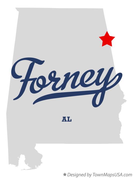 Map of Forney, AL, Alabama