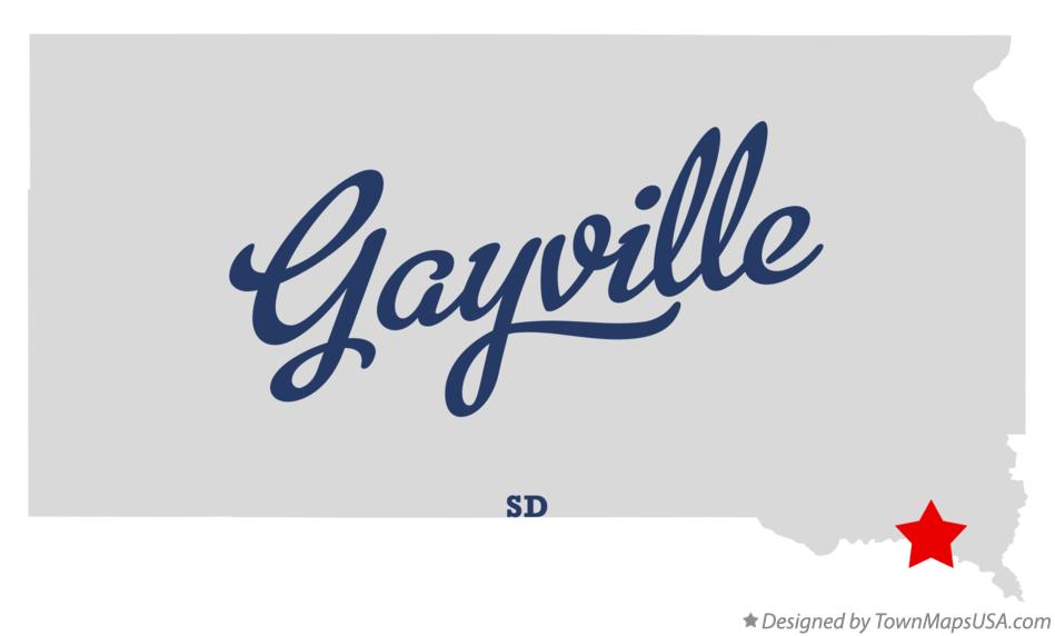 Map of Gayville, SD, South Dakota