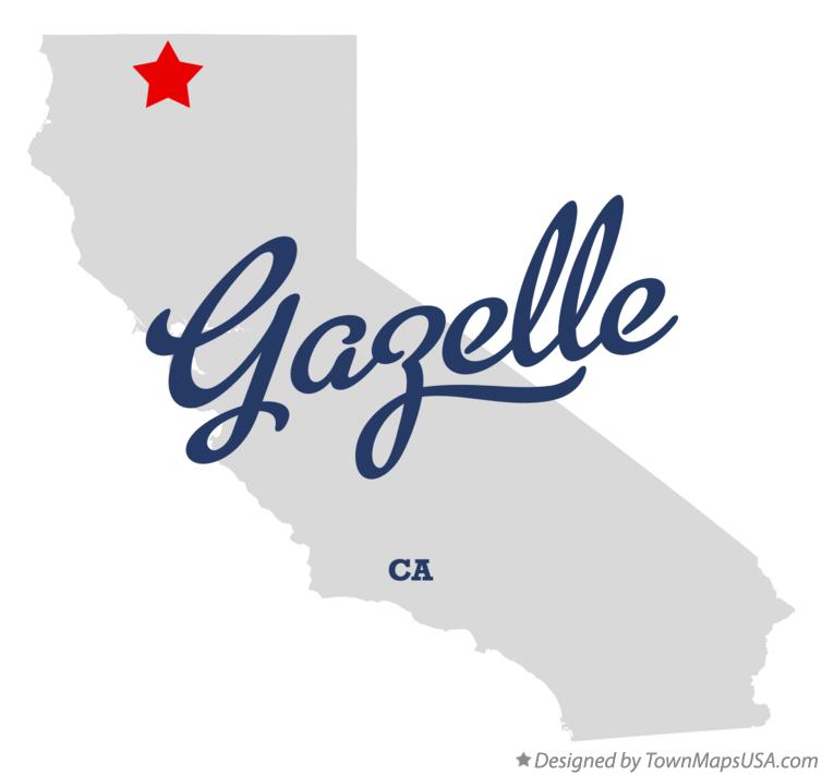 Map of Gazelle, CA, California