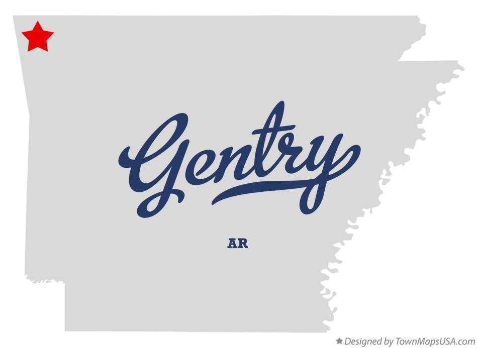 Map of Gentry, AR, Arkansas