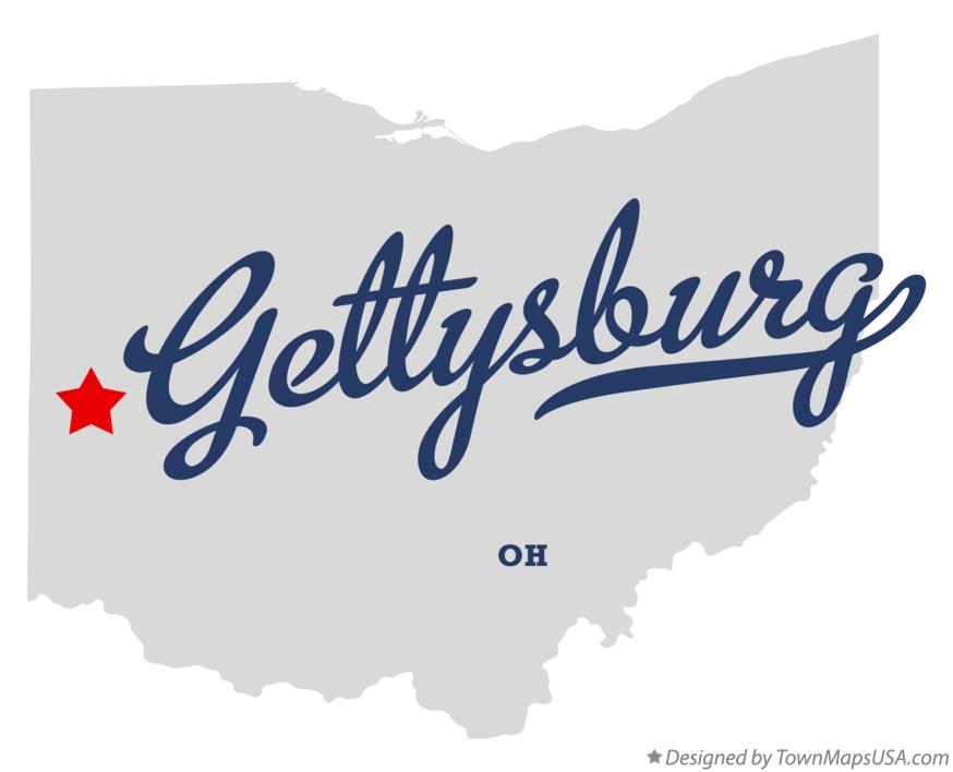 Map of Gettysburg, OH, Ohio