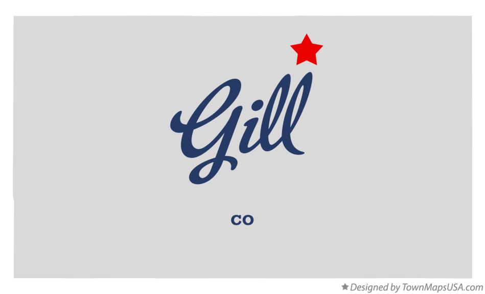 Map of Gill, CO, Colorado
