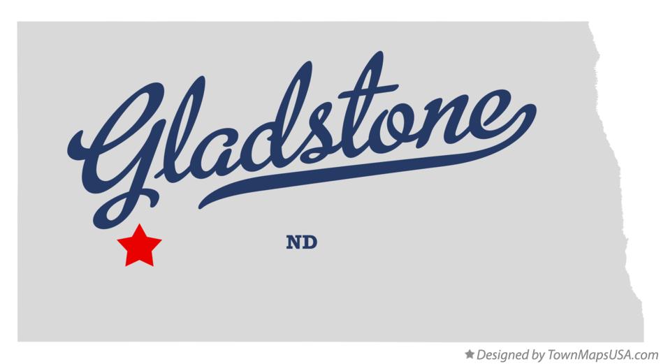 Map of Gladstone, Stark County, ND, North Dakota