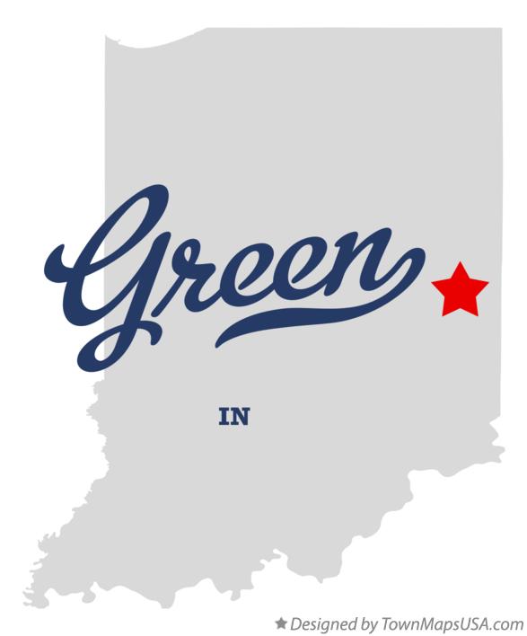 Map of Green, Wayne County, IN, Indiana