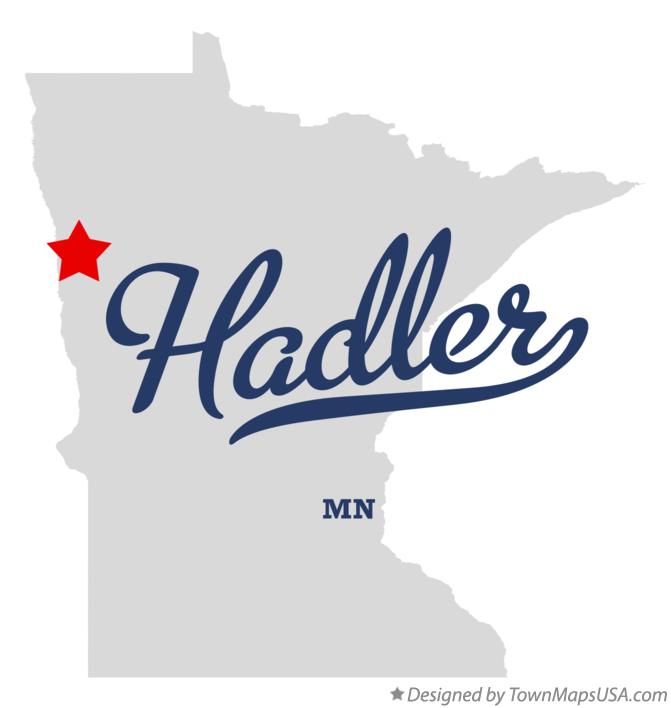 Map of Hadler, MN, Minnesota