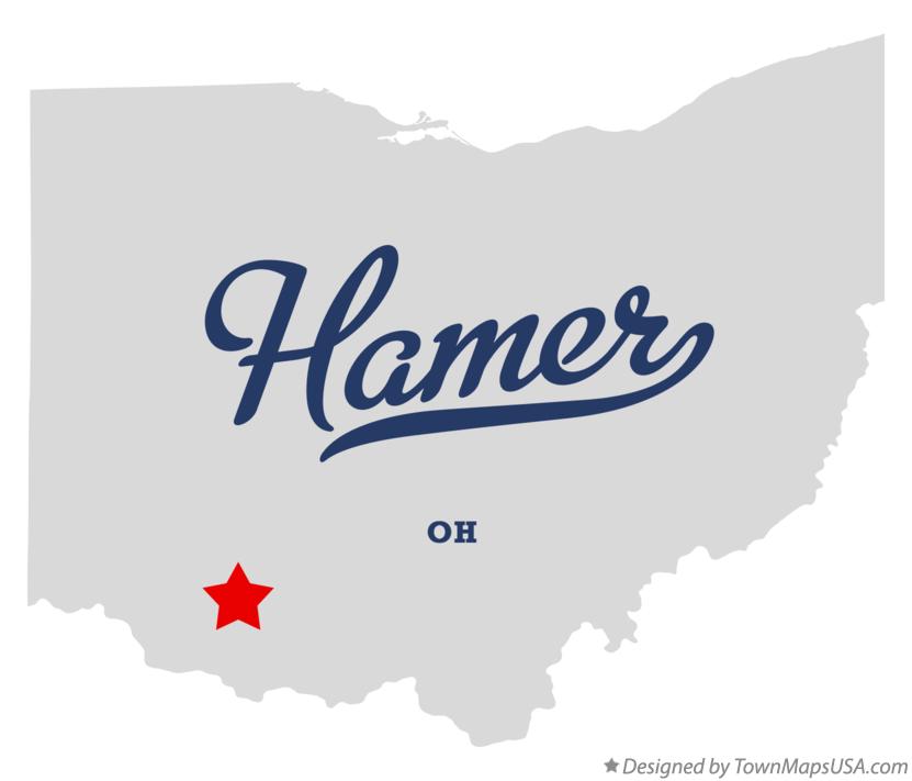 Map of Hamer, OH, Ohio