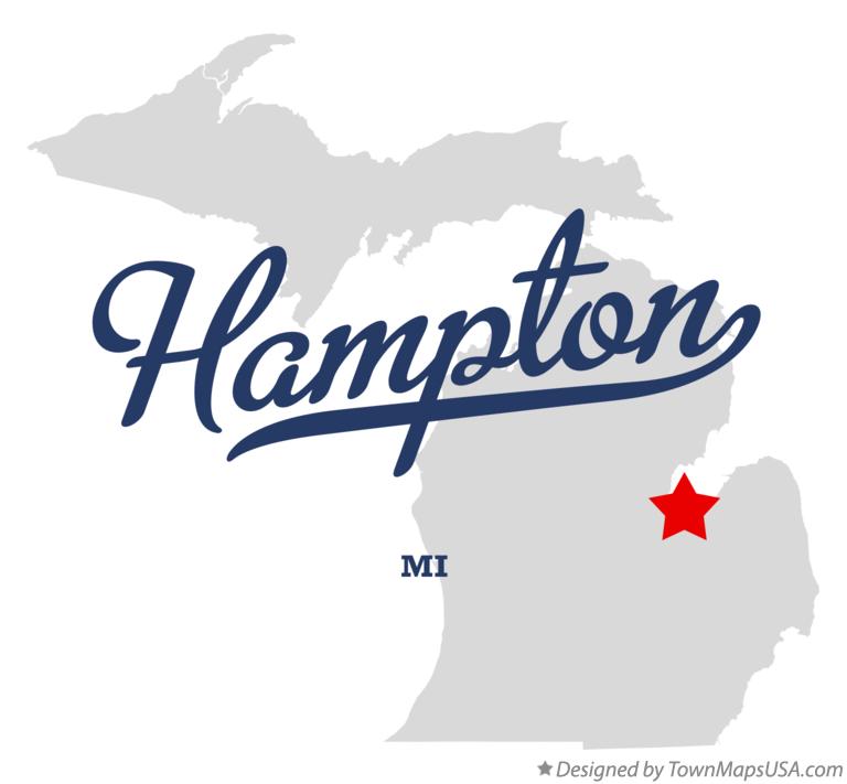 Map of Hampton, MI, Michigan