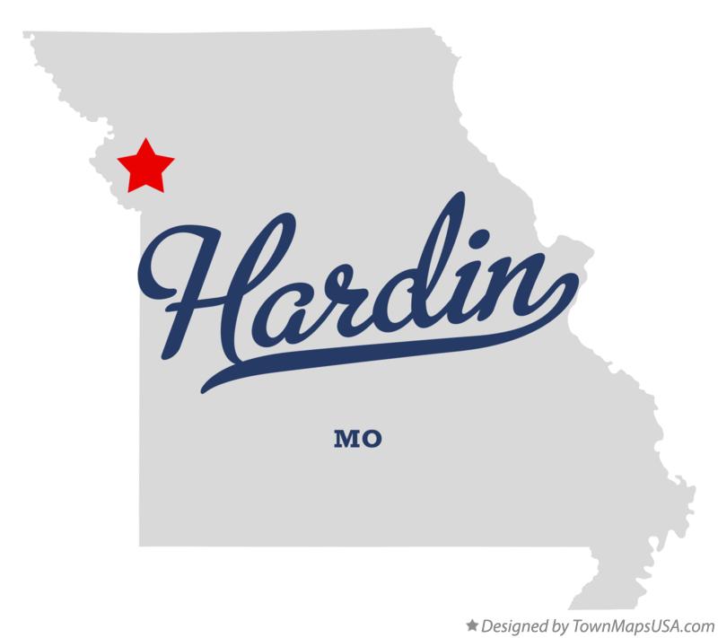 Map of Hardin, Clinton County, MO, Missouri