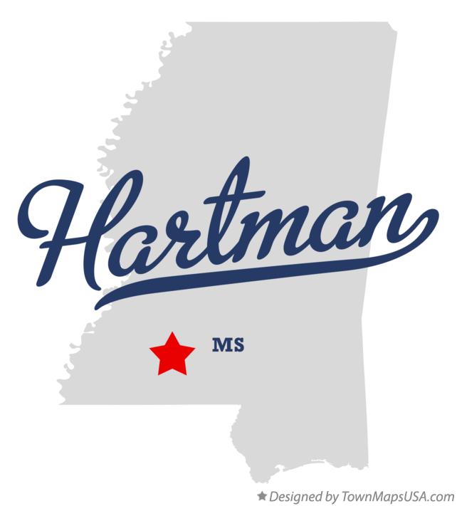 Map of Hartman, MS, Mississippi