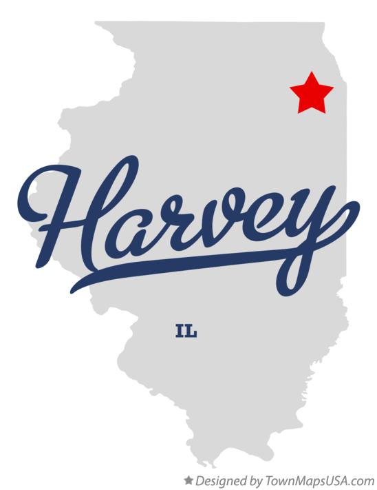 Map of Harvey, IL, Illinois