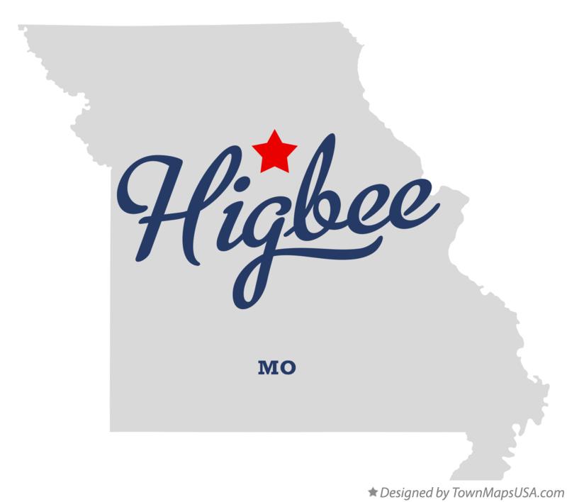 Map of Higbee, MO, Missouri