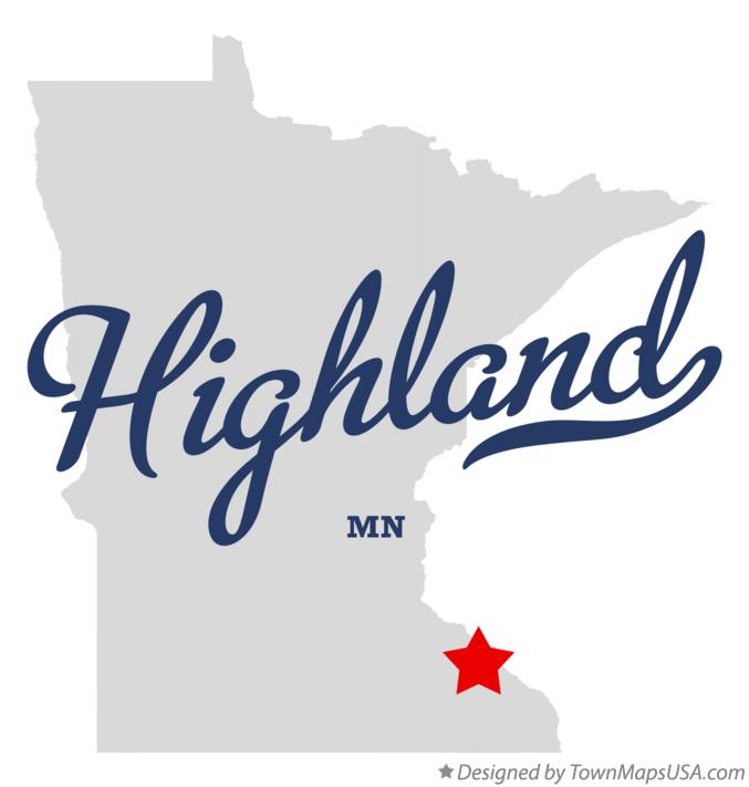 Map of Highland, Wabasha County, MN, Minnesota