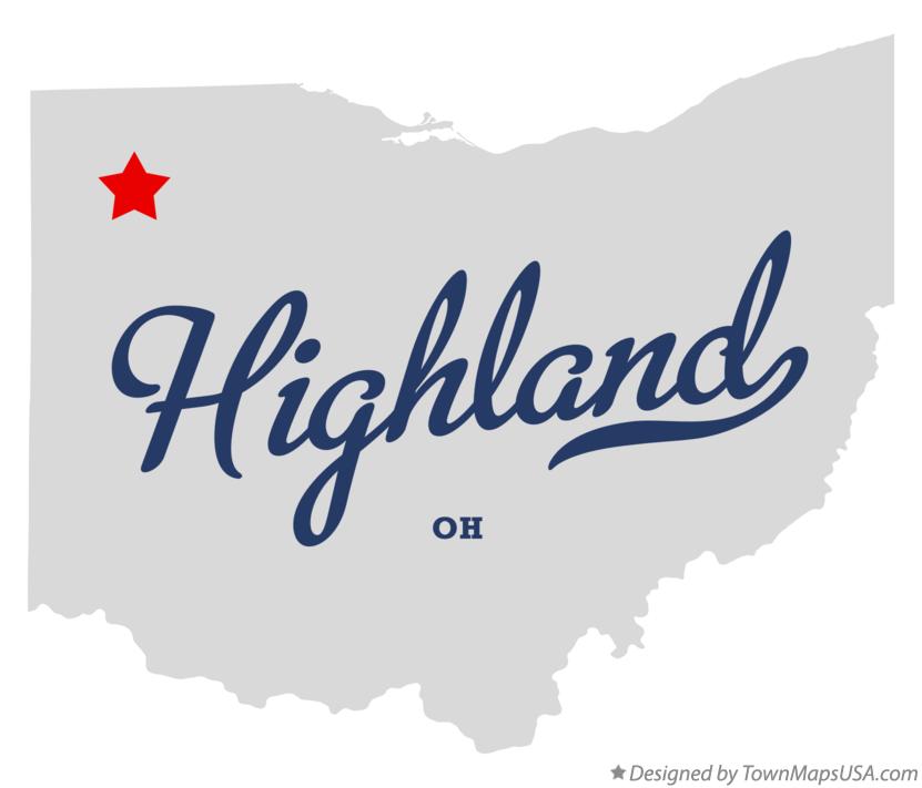Map of Highland, Defiance County, OH, Ohio
