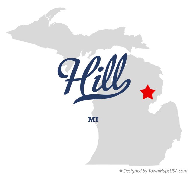 Map of Hill, MI, Michigan
