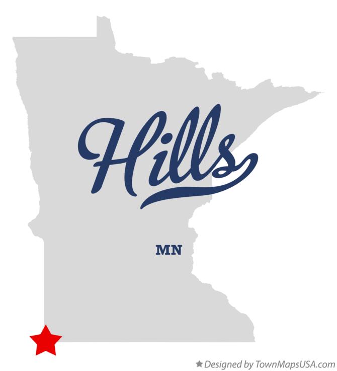 Map of Hills, MN, Minnesota