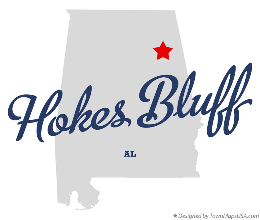 Map of Hokes Bluff, AL, Alabama