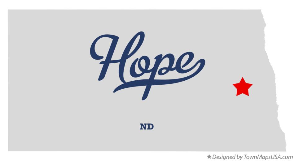 Map of Hope, Steele County, ND, North Dakota