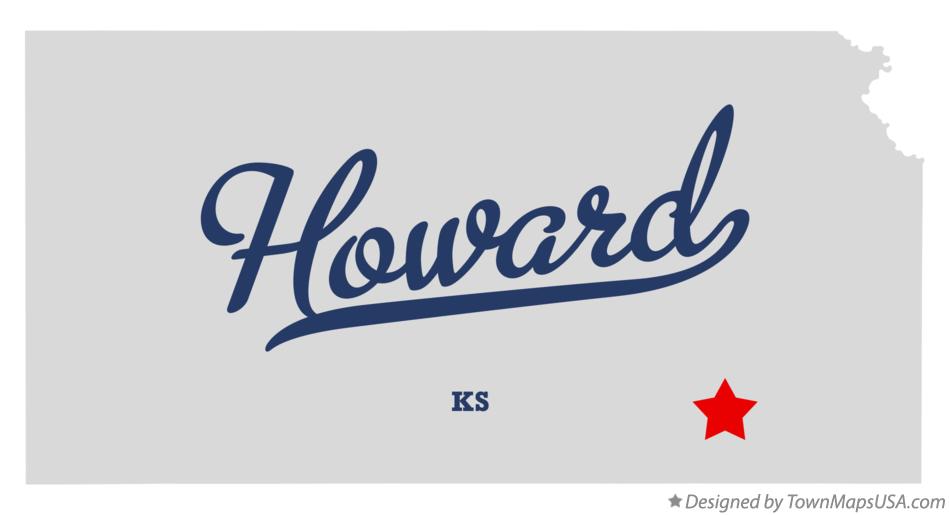 Map of Howard, Elk County, KS, Kansas