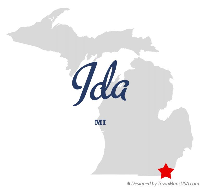 Map of Ida, MI, Michigan