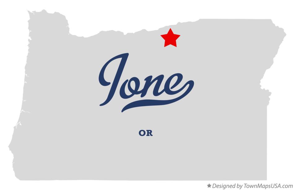 Map of Ione, OR, Oregon