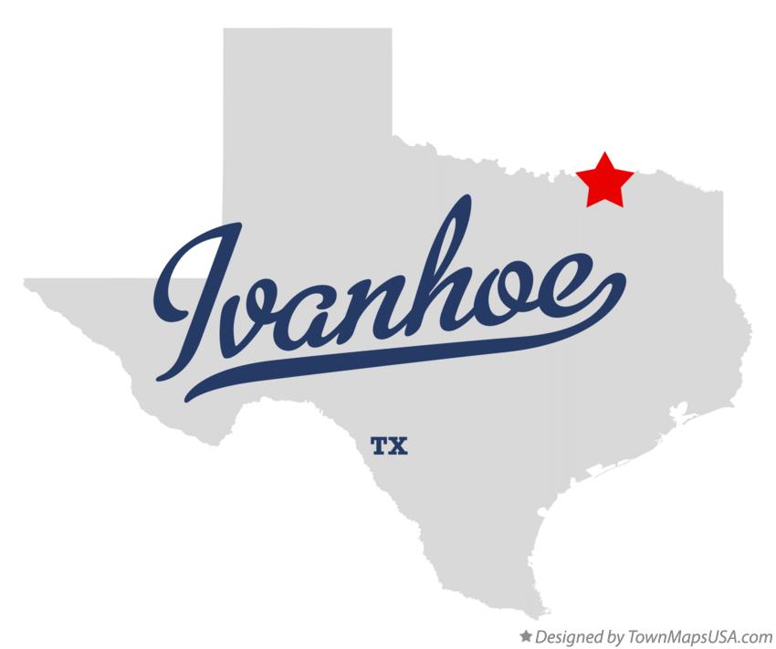 Map of Ivanhoe, Fannin County, TX, Texas