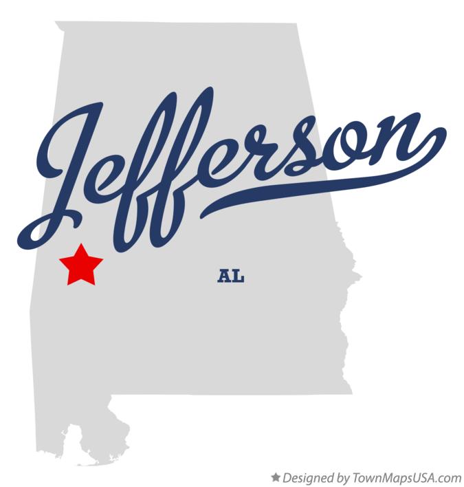 Map of Jefferson, AL, Alabama