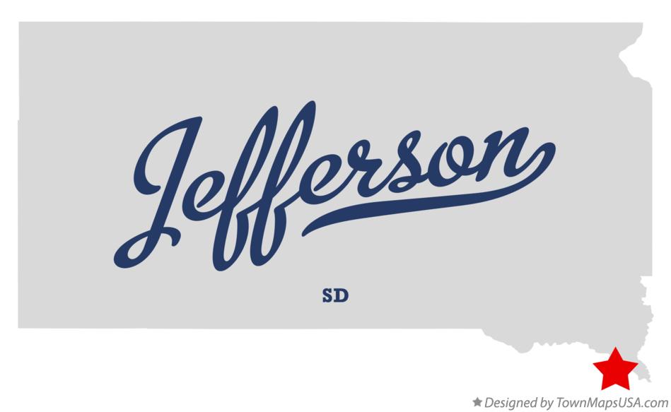 Map of Jefferson, Union County, SD, South Dakota
