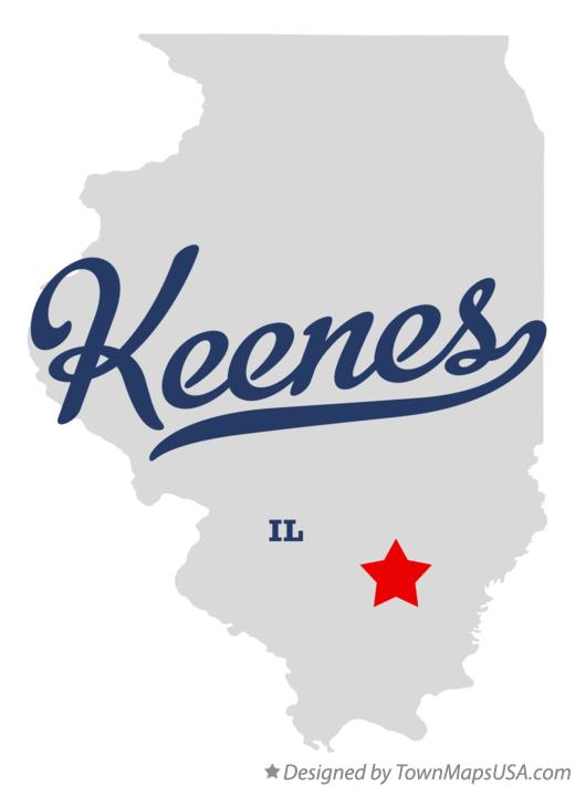 Map of Keenes, IL, Illinois