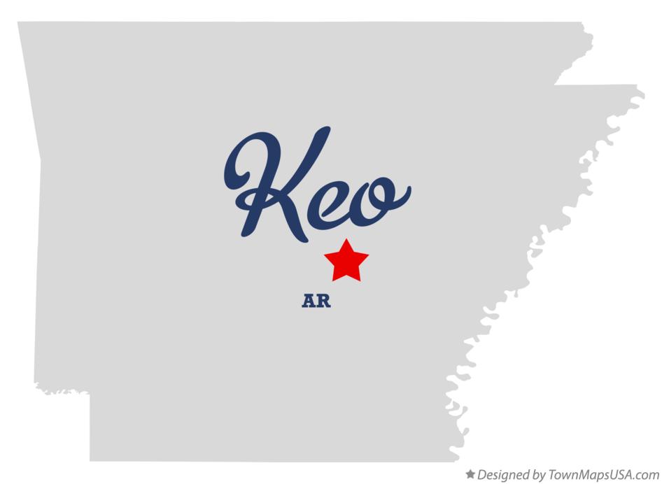Map of Keo, AR, Arkansas