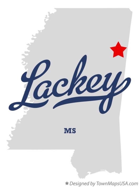 Map of Lackey, MS, Mississippi