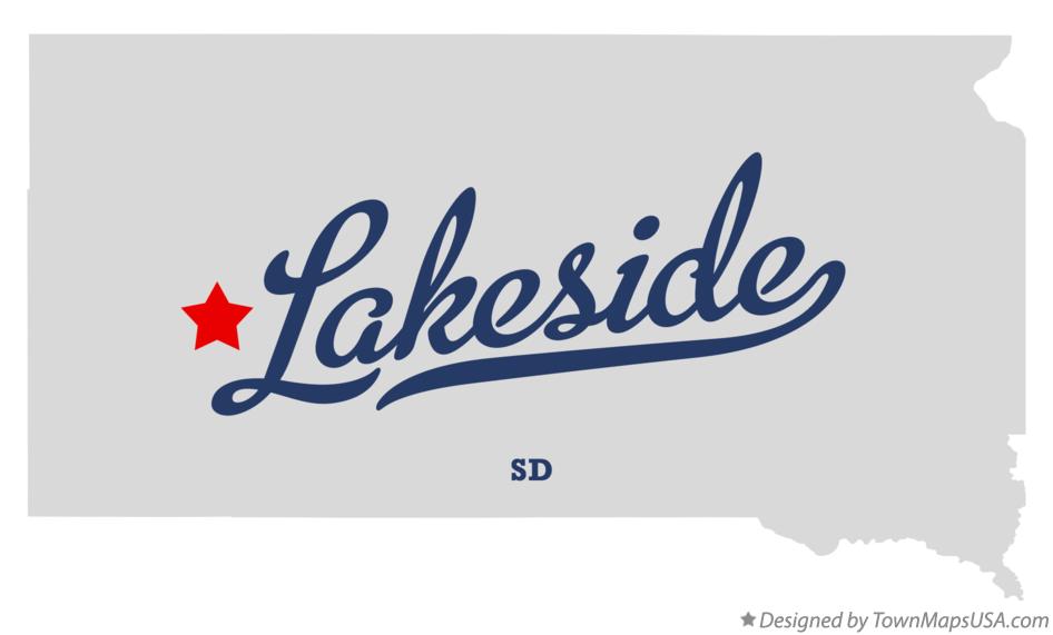 Map of Lakeside, SD, South Dakota