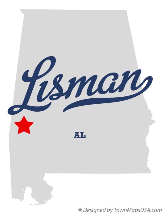 Map of Lisman, AL, Alabama