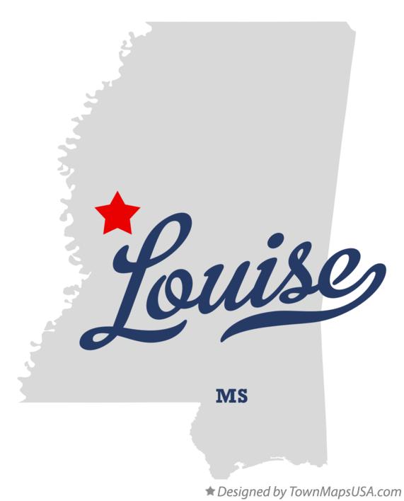Map of Louise, MS, Mississippi