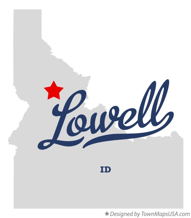 Map of Lowell, ID, Idaho