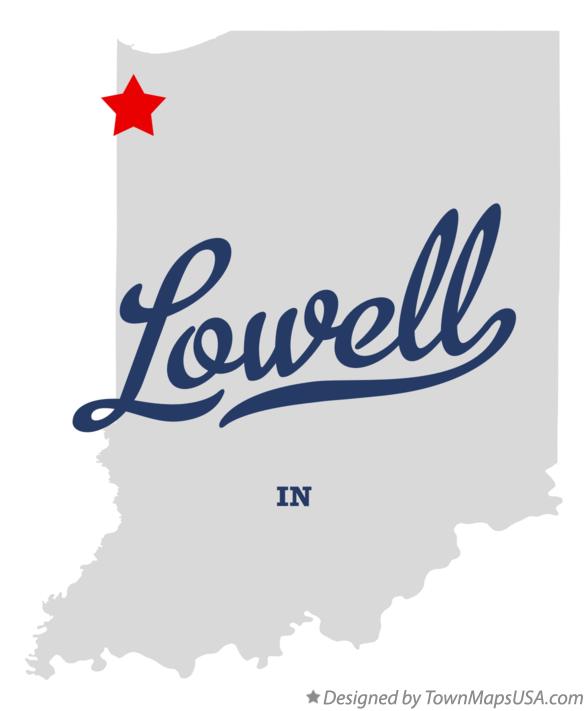 Map of Lowell, Lake County, IN, Indiana