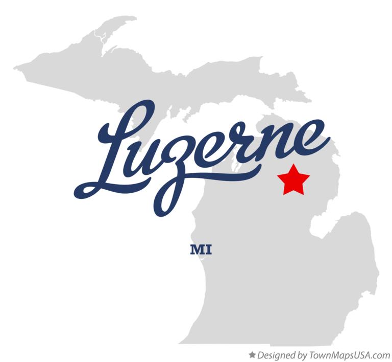 Map of Luzerne, MI, Michigan