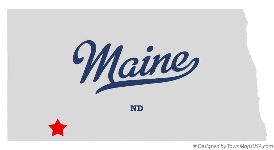 Map of Maine, ND, North Dakota