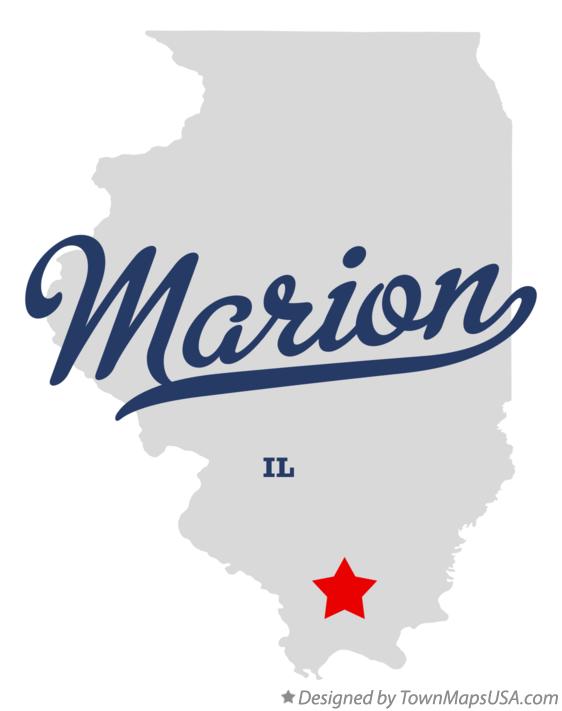 Map of Marion, Williamson County, IL, Illinois
