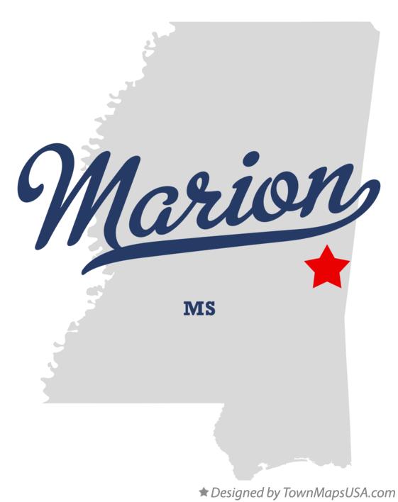 Map of Marion, MS, Mississippi