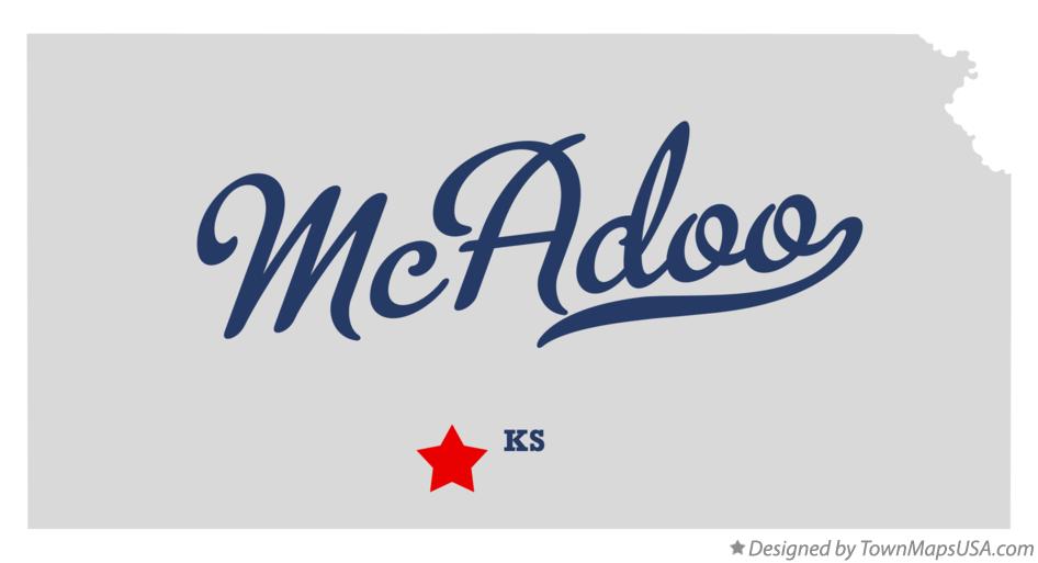 Map of McAdoo, KS, Kansas