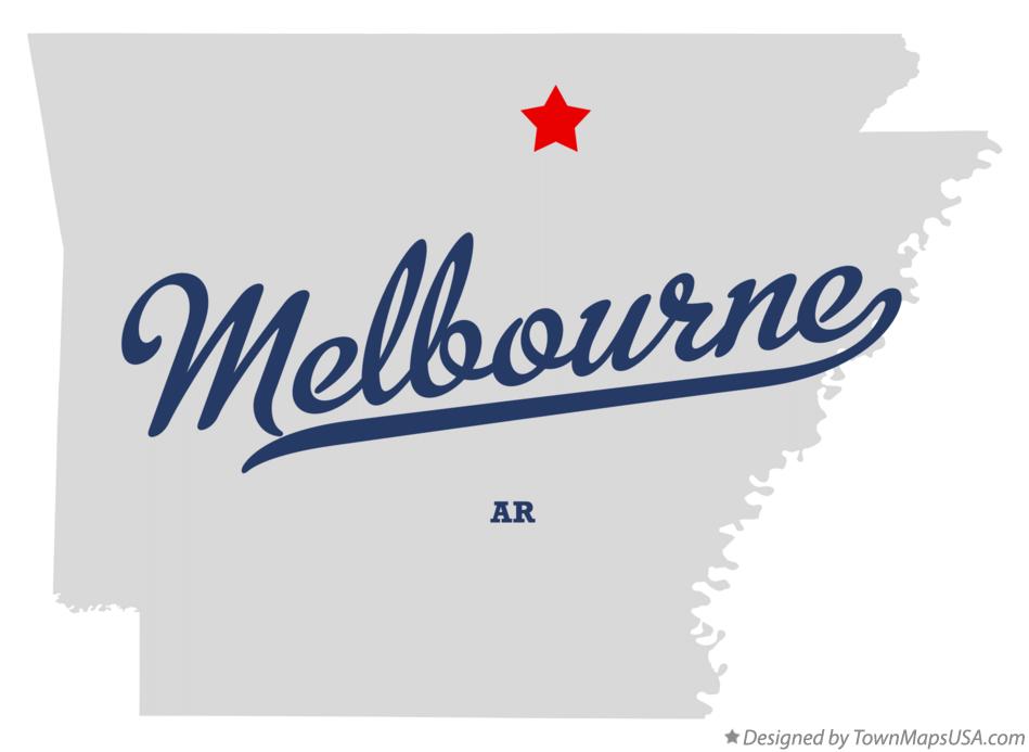 Map of Melbourne, AR, Arkansas