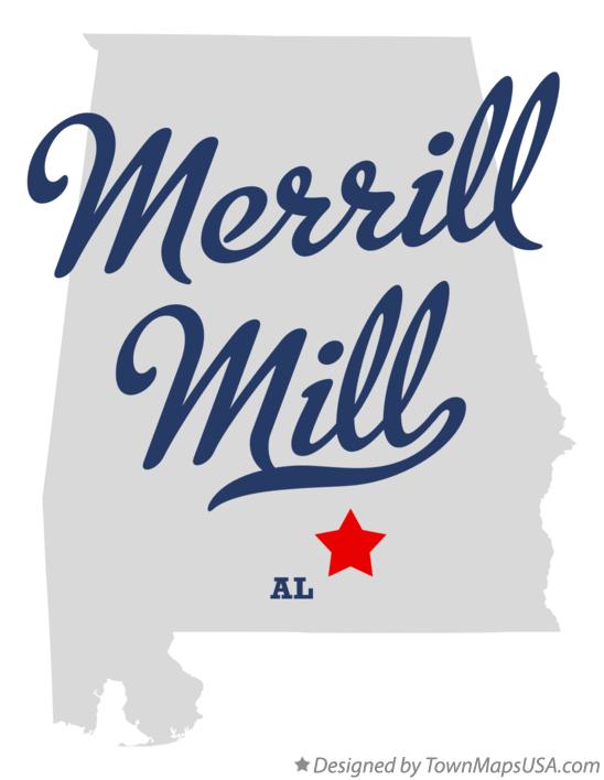 Map of Merrill Mill, AL, Alabama