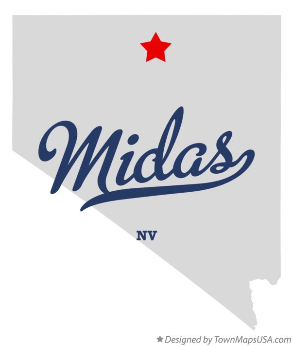 Map of Midas, NV, Nevada