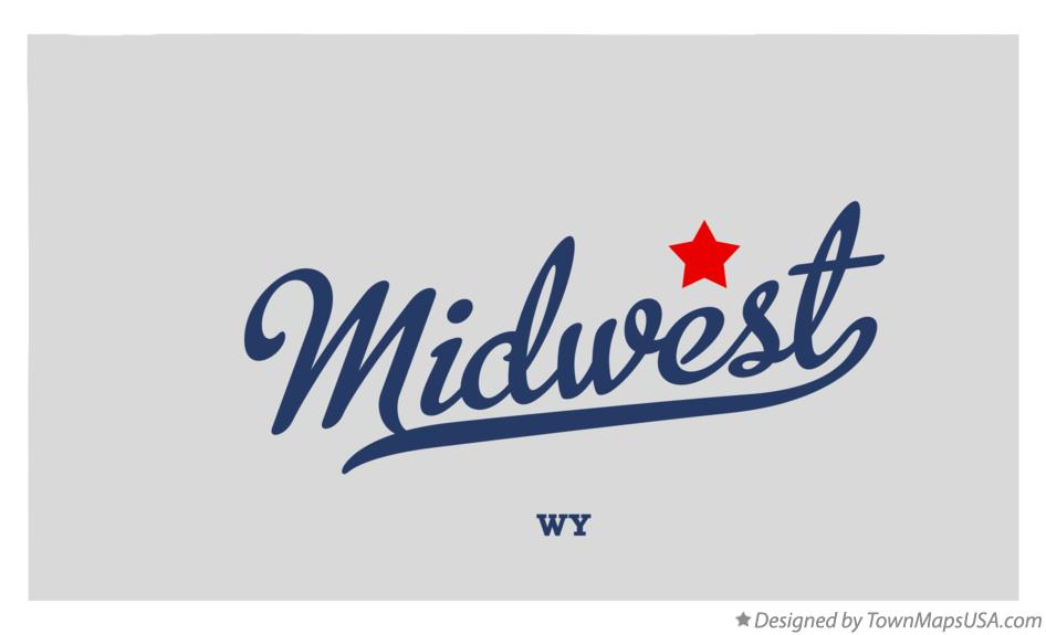 Map of Midwest, WY, Wyoming
