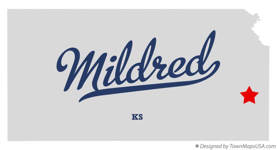Map of Mildred, KS, Kansas