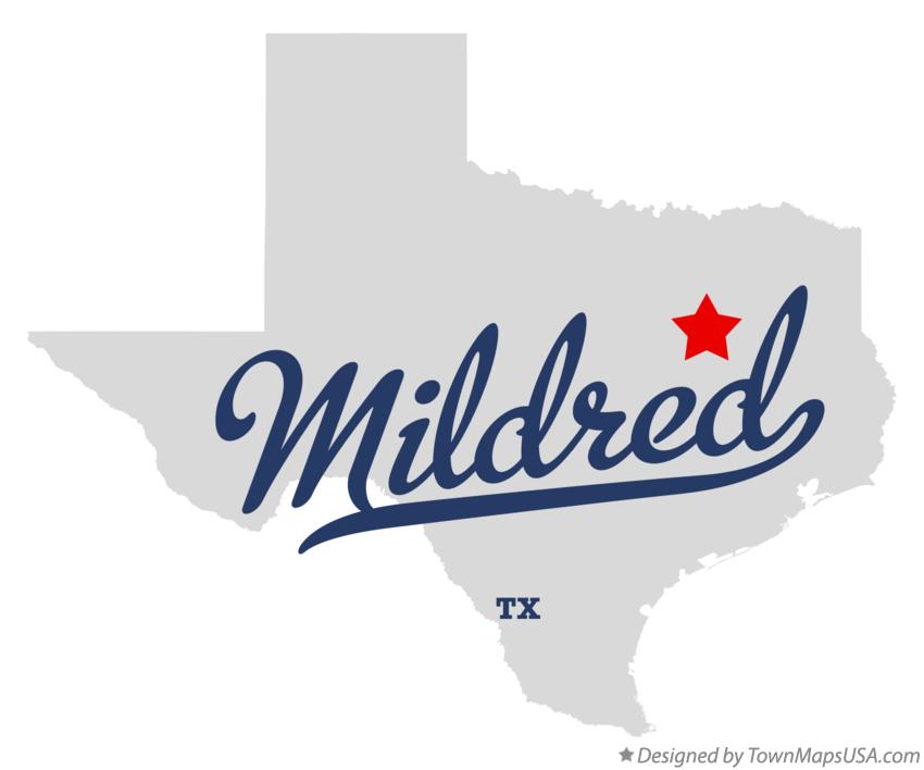 Map of Mildred, TX, Texas