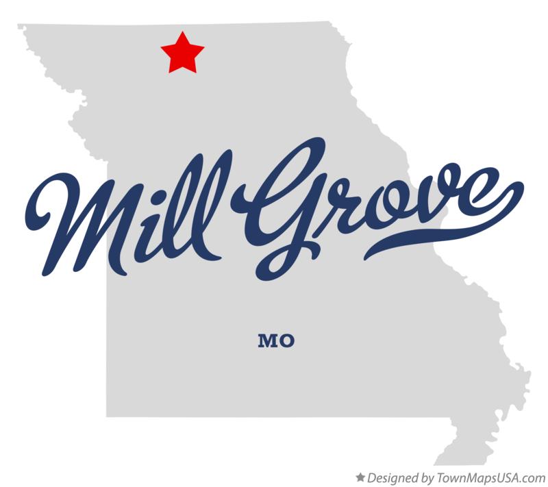 Map of Mill Grove, MO, Missouri