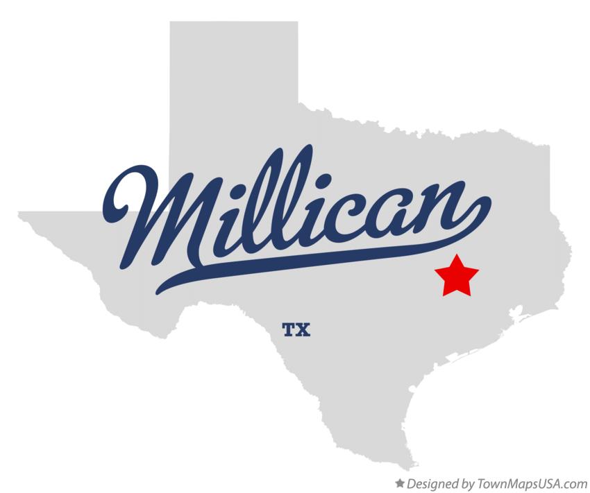 Map of Millican, TX, Texas
